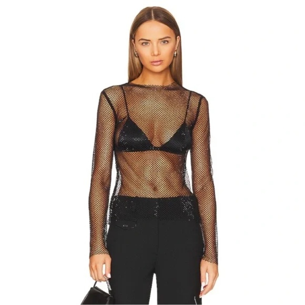 WeWoreWhat Black Mesh Blouse